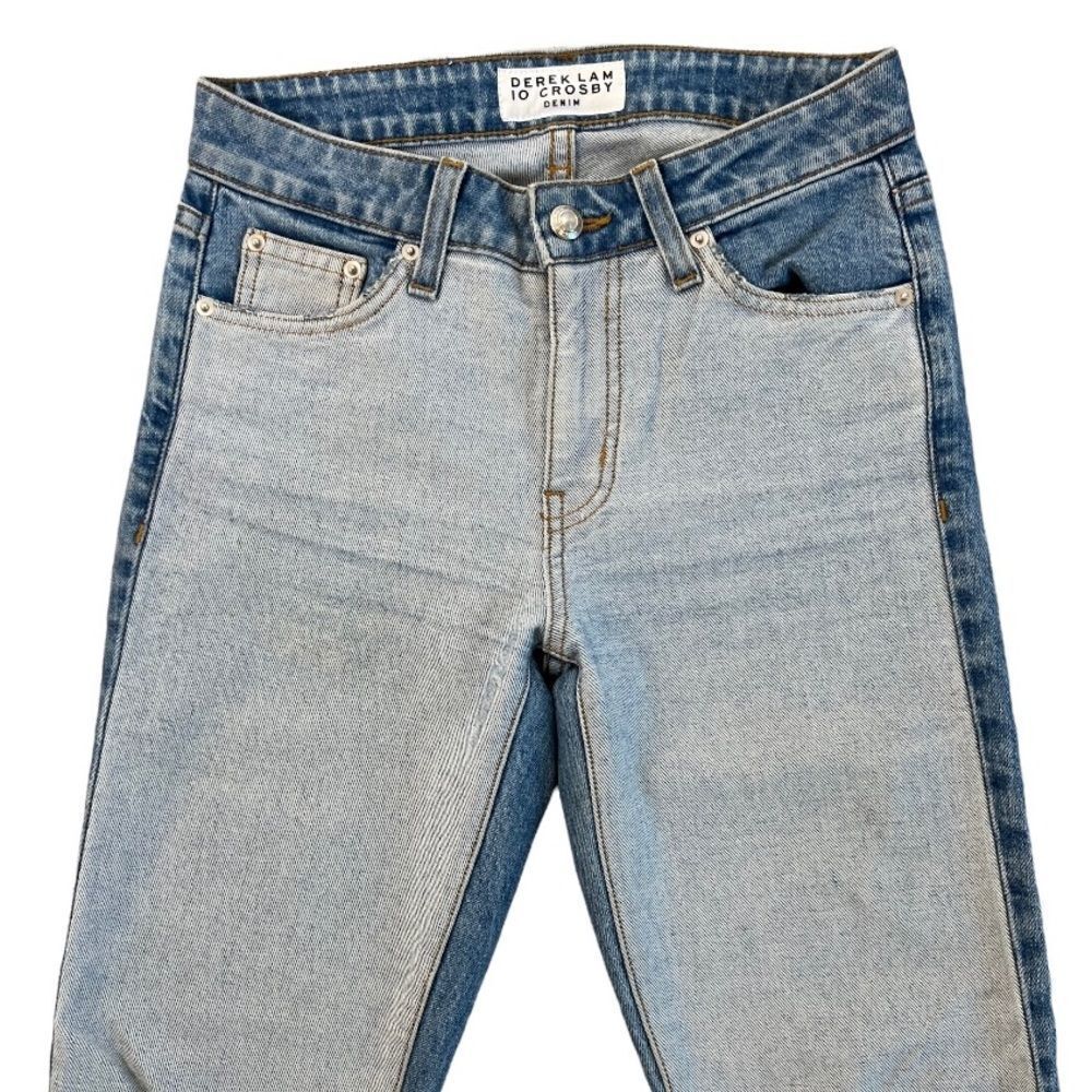 Derek Lam Crosby Women's Gia two-tone Faded Raw Hem Crop Flare Jean - Picture 5 of 9